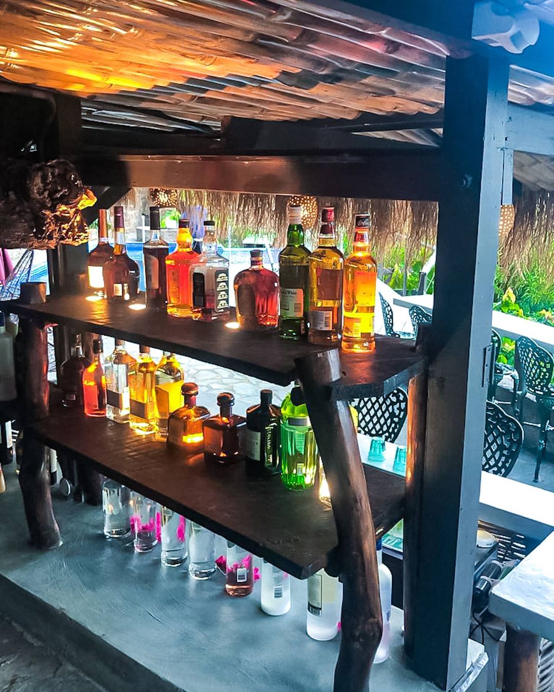 Bottles on the shelves of the Saltfish bar